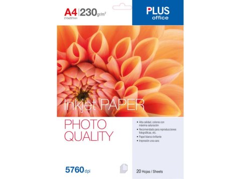 Papel Fotográfico A4 Plus Office Inkjet Paper 5760 Dpi 230g 20 Hojas