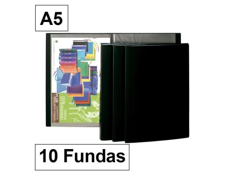 Carpeta Plus Office Flexible A5 PP 10 Fundas Negro