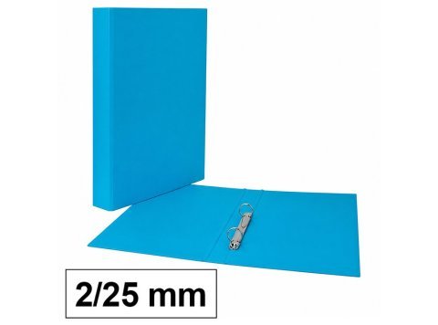 Carpeta Plus Office Folio Cartón Forrado PP 2 Anillas 25 mm Lomo 35 mm Azul Claro.