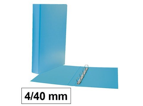 Carpeta Plus Office Folio Cartón Forrado PP 4 Anillas 40 mm Lomo 50 mm Azul Claro