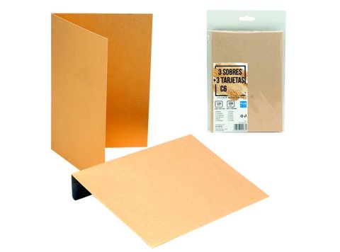 Sobre + Tarjetas C6 Plus Office 114 x 162 mm Oro Metalizado 3 ud.