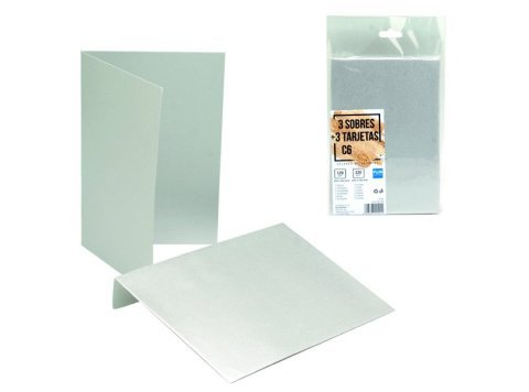 Sobres + Tarjetas C6 Plus Office 114 x 162 mm Plata Metalizado 3 ud.