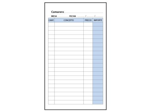 Talonario Camareros Plus Office 90 x 160 mm Duplicado 50 Juegos