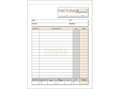 Talonario Facturas Catalán Plus Office Natural 150 x 210 mm Duplicado 50 Juegos