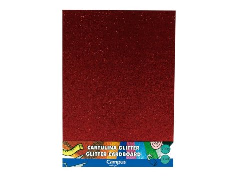 Cartulina Glitter Campus College A4 200g Rojo 3 ud.