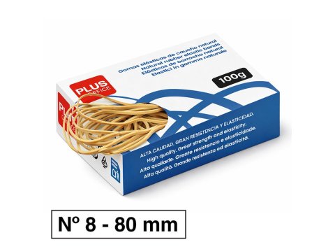 Gomas Elásticas Plus Office Nº 8 80 mm Caja 100g