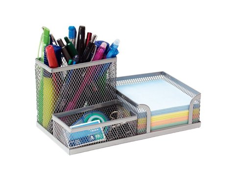Organizador Sobremesa 3 Compartimentos Plus Office de Rejilla Plateado