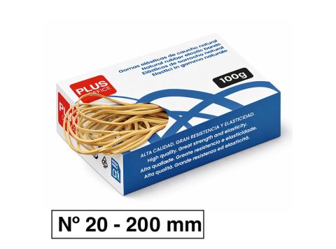 Gomas Elásticas Plus Office Nº 20 200 mm Caja 100g