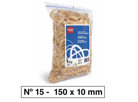 Bandas Elásticas Plus Office Nº 15 150 x 10 mm Bolsa 1000g