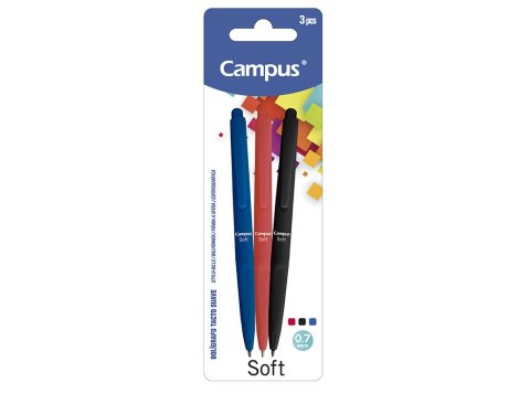 Bolígrafo Tinta Fluida Viscosa Campus Soft Colores Surtidos Blíster 3 ud.
