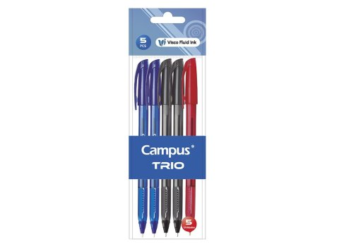 Bolígrafo Tinta Fluida Viscosa Campus Trio Colores Surtidos Blíster /5 ud.