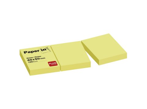 Bloc Notas Adhesivas Paper In Plus Office 40 x 50 mm Amarillas 3 Blocs 100 Hojas