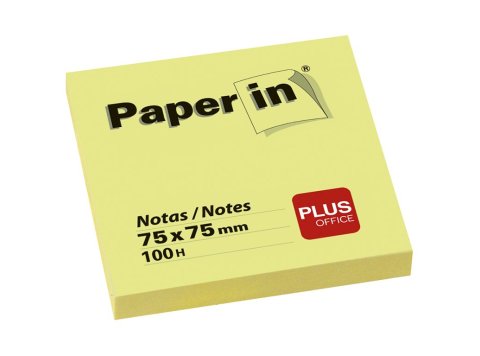 Bloc Notas Adhesivas Paper In Plus Office 75 x 75 mm Amarillas 100 Hojas