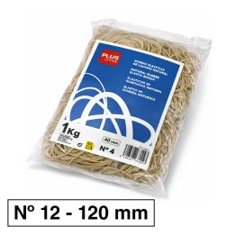 Gomas Elásticas Plus Office Nº 12 120 mm. Bolsa 1000 g.